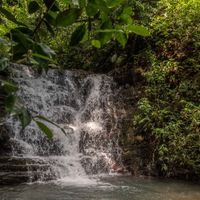 one of the waterfalls that is 5 minutes away from the rooms. at Finca Bavaria in Uvita
