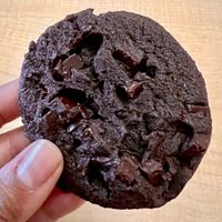 The Vegan Double Chocolate Chunk cookie - new favorite!! Soooo good!! 🤤   at Insomnia Cookies in Dayton