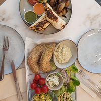 Top - Burrito/  Bottom - Bagel Platter  at SHOSH in Lisbon