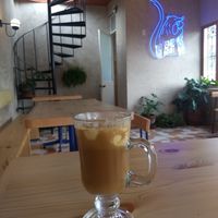 Cappuccino with almond mylk at the 2nd floor at Tejón Heladería Mexicana in Tepoztlan