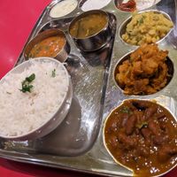 South Indian thali at Sri Periyava Dosa Bhavan in Surrey