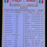 menu at Caffe Romeo in Charleston