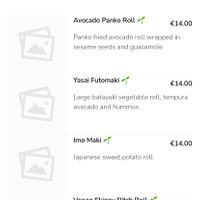 Screenshot of Vegan Sushi Menu  at Kukai Iki in Naples