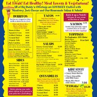 Here is our 2026 menu.  at Big Daddy's Burritos in Provincetown