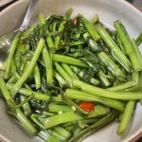 Stir fried morning gloryy  at Baanying's Plant-Based Ying's Garden  in Bangkok