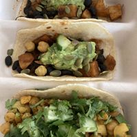 Of course we had to share, we got both Sweet potato and black bean tacos and the cauliflower and chickpea tacos. I like them both and can’t decide which is my favorite.   at Rocket Taco in Freeland