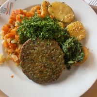 Hafer Bratling mit Kartoffeln und Karotten   at Mensa Blattwerk in Hamburg