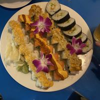 Tempura shrimp, red dragon, not sure what else 😬  at The Sushi Samurai - Queen Anne in Seattle