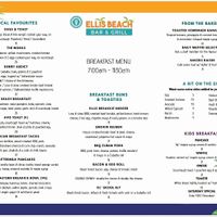 Breakfast Menu at Ellis Beach Bar & Grill in Ellis Beach
