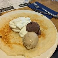 The vegan caramel crunch with chocolate orange icecream at The Pancake House in Penrith