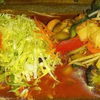 no. 76 - rau xao chay, reis ist extra (sauce ist für meine europäisch-gewohnten geschmacksknospen recht scharf) at Viet Village in Mannheim