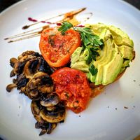 Avocado Toast with Mushrooms and tomatoes instead of egg at Little Kitchen Cafe in Mangonui