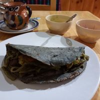 Vegan handmade quesadilla - yum! at Dely Quesadillas in San Cristobal De Las Casas