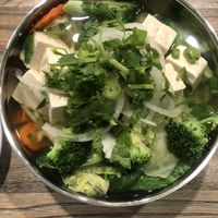 Veggie pho with soft tofu  at Pho 21 Noodle- Grill and Vegan House in Canoga Park