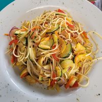 veggie pasta at Solare SAI Ecohotel in San Andres