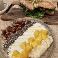 Noten mango bowl and happy humus sandwich:-)  at Copper Branch in Rotterdam