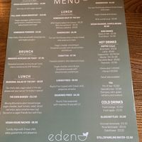 Vegan menu October 2022  at Eden Coffee House in Melrose
