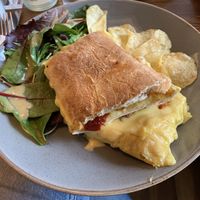 Vegan cheddar and chilli jam ciabatta  at Eden Coffee House in Melrose