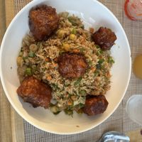 Calamansi tofu and pineapple fried rice  at Purple Patch in Washington