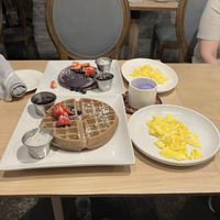 vegetarian waffles and ice cream/eggs  at Purple Patch in Washington