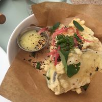 Tempura with a zingy lemon sauce   at La Mifa in Toulouse