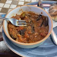 Aubergine with tomatoes (it’s a cold dish)   at Tymi in Tirana