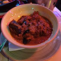 Aubergine with tomato dip at Tymi in Tirana