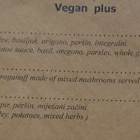 Menu vegan options! at Gourmet Bar Ginger in Dubrovnik