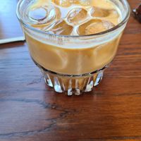 Ice latte with almond milk at Sailing Club Sea Lounge in Crete