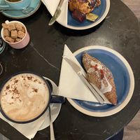 Almond milk hot chocolate & raspberry croissant   at Cafe La Coco in Kilkenny