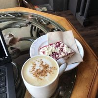Pumpkin spice latte with oat milk and the vegan bar  at Brew House Coffee & Bake Shop in Maumee