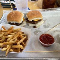 Vegan 3B sliders and fries with ketchup and vegan ranch  at Slider Inn in Memphis