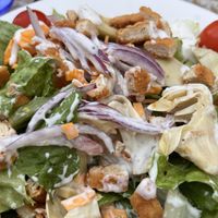 Shack salad with vegan chicken and vegan ranch   at Slider Inn in Memphis