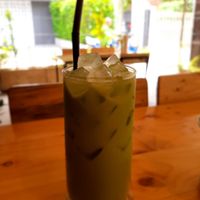 Green tea ice tea at Vegan Meals in Chiang Mai
