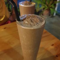 Chocolate peanut smoothie at Vegan Meals in Chiang Mai