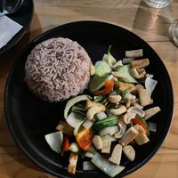 Tofu stir fry with cashews  at Vegan Meals in Chiang Mai