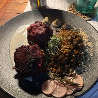 Beetroot steak with lentils   at Capo Fronte in Rab