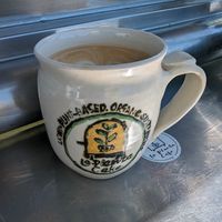 Cute mugs at La Planta Cafe in Nelson