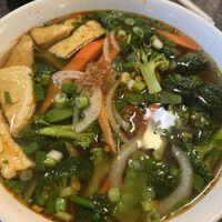 Vegan pho (w/ chili garlic sauce )  at Pho 95 Noodle House in Denver