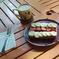 Vegan cappuccino and waffle at Yedi Cafe in Cirali