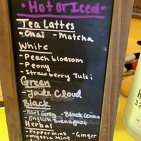 Tea options  at Sacred Grounds Cafe in Edwardsville