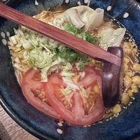 Tomato 🍅 basil dumpling ramen   at Iimori Ramen in Berlin