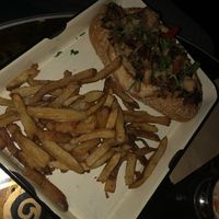 Philly cheesesteak sandwich no cheese , it comes with the fries   at The Witches Brew in West Hempstead