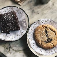 Vegan brownie & choc chip cookie at The Witches Brew in West Hempstead