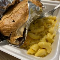 pulled bbq jackfruit sandwich, got a large mac and put a bit in with the sandwich. There was coleslaw on the side for the sandwich but it was so good I just ate it.  at Jack it Up Vegan Eats in Rockford