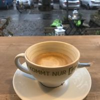 Coffee with oatmilk at Frida der Bioladen in Berlin