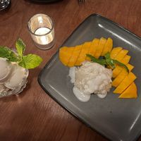 Mango sticky rice and coconut ice cream  at Pusadee's Garden in Pittsburgh