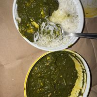 Palak tofu with rice    at Vegan Curries Alajuela in Alajuela