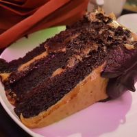 Chocolate salted caramel cake (vg) at Z-Café in Manchester