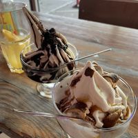 Chocolate and caramel soft serve  at Karma Kebab in Utrecht